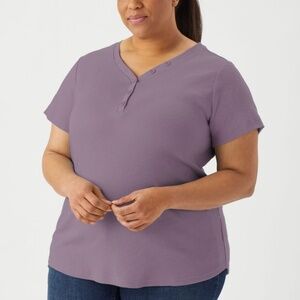 Duluth - Makers Studio Cotton Rib Henley Short Sleeve Purple T-Shirt - 3X